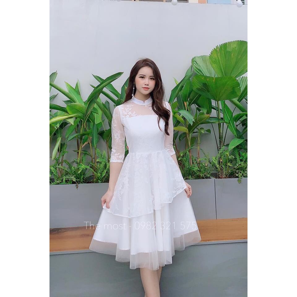 Váy trắng thiết kế Enily Dress dáng xoè dự tiệc đi cưới, sinh nhật - Thời Trang Váy - Ảnh thật video thật