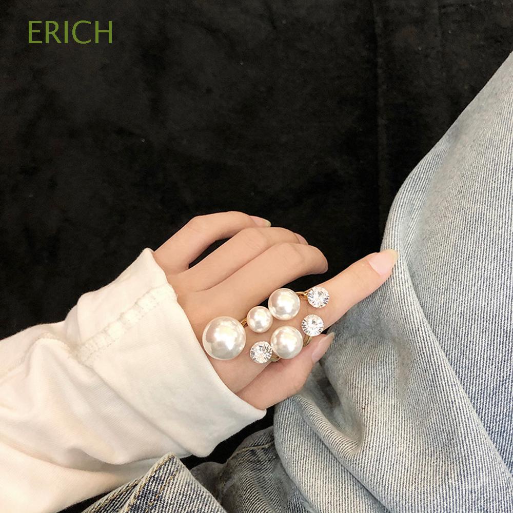 Nhẫn hở đính ngọc trai nhân tạo phong cách Hàn Quốc thời trang sang trọng dành cho nữ