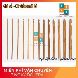 [HANDMADE - MÓC LEN] Bộ 12 Cây Móc Len Bằng Gỗ Trúc - Hàng Thật Như Hình - Crochet hook