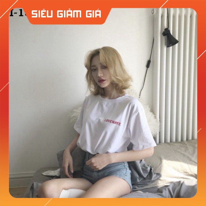 I-1320 Áo Thun Nữ Tay Lỡ In Logo LOVE HATE [Hàng Đẹp Giảm Giá]