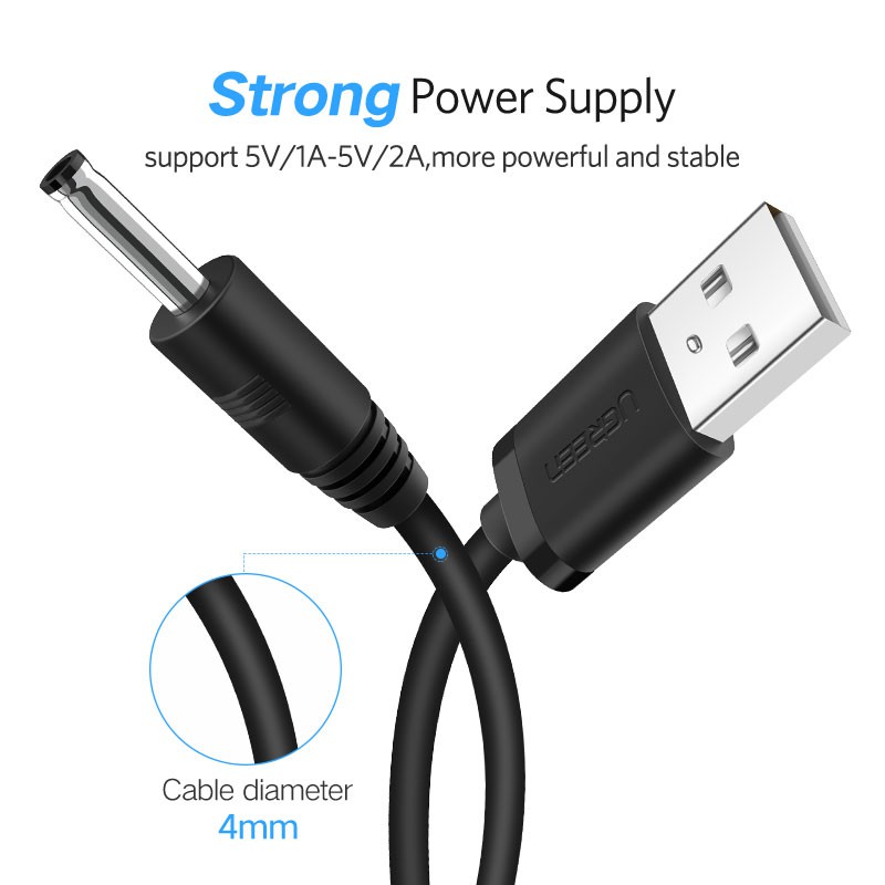 Cáp sạc UGREEN USB - DC 3.5mm 5V 1M cao cấp