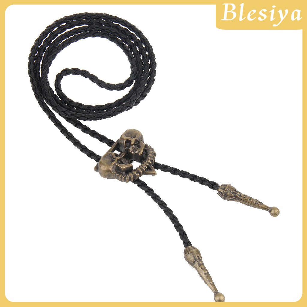 (Hàng Mới Về) Vòng Cổ Da Mặt Đầu Lâu Phong Cách Cao Bồi Phương Tây