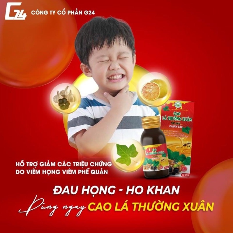 Cao lá thường xuân tỏi đen chanh đào hết ho long đờm tăng đề kháng