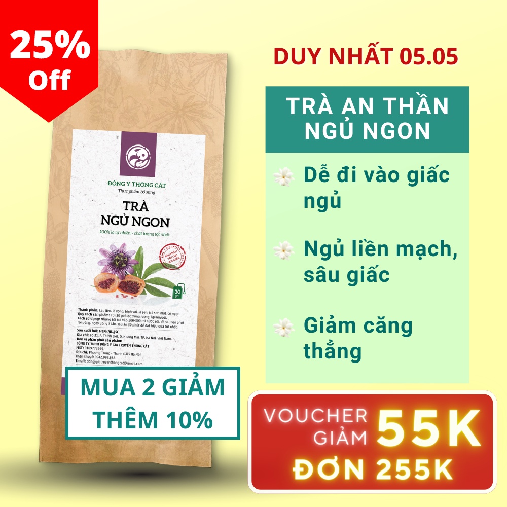 Trà Ngủ Ngon Đông Y Gia Truyền Thông Cát_Trà thảo mộc giúp an thần, phòng và cải thiện tình trạng mất ngủ, trằn trọc