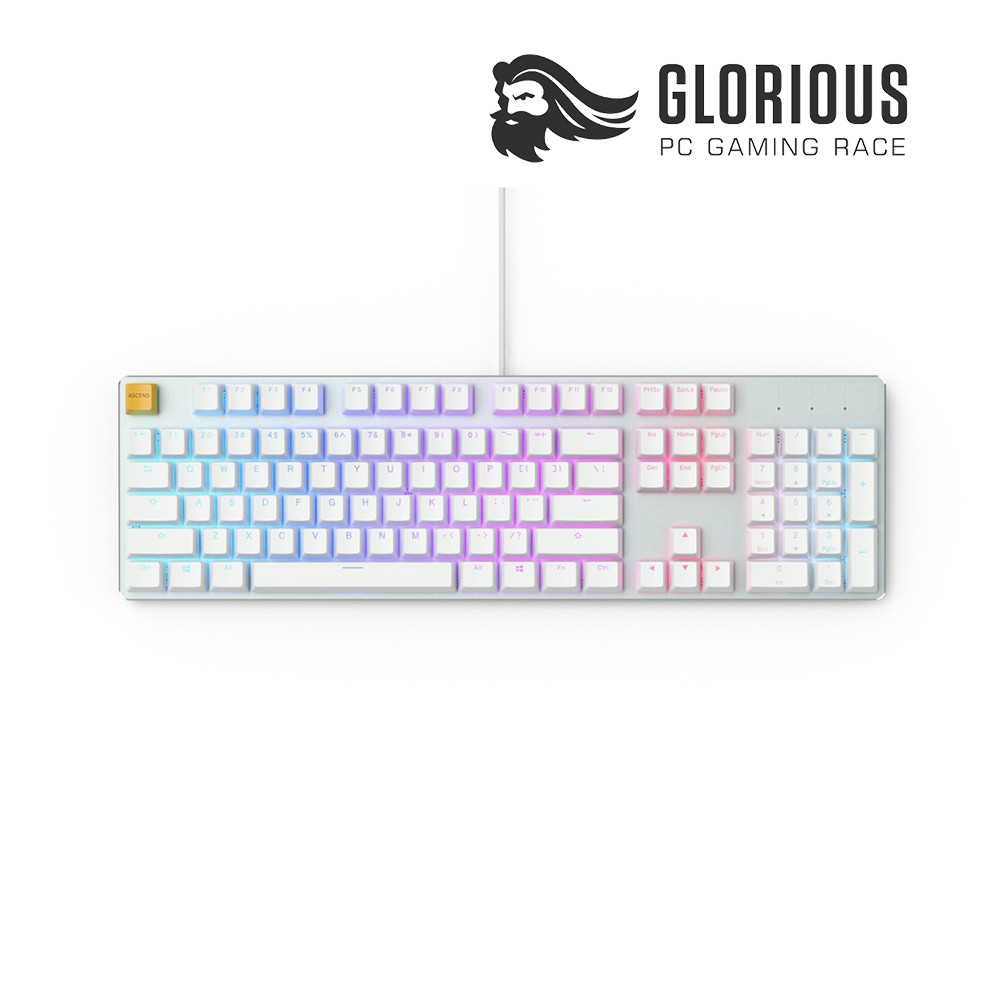 Bàn phím cơ Glorious GMMK RGB White Ice Fullsize (Gateron Brown switch/ Hot Swap) - Hàng chính hãng