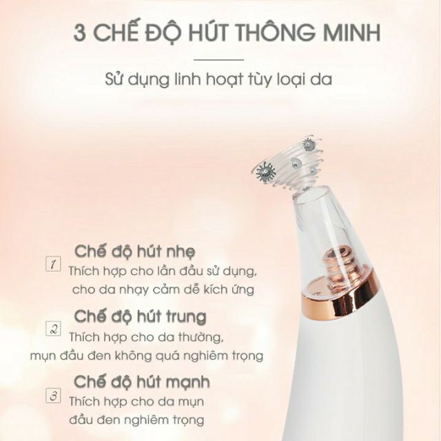 Máy Hút Mụn Đầu Đen MINI Cầm Tay 3 Đầu Hút