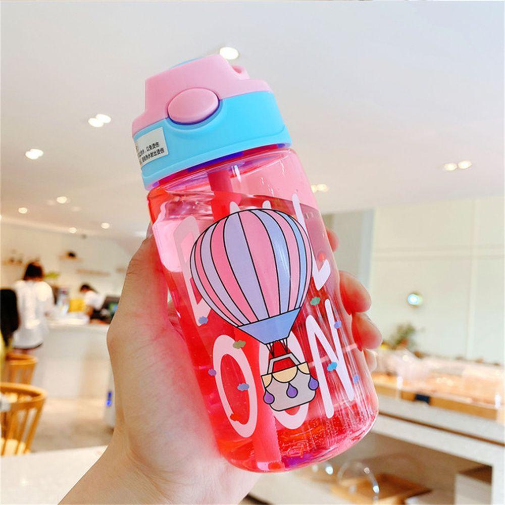 KUNHEV Uống Nước Trong Suốt Không BPA Nắp Lật Kèm Ống Hút Họa Tiết Hoạt Hình Sáng Tạo Cho Bé