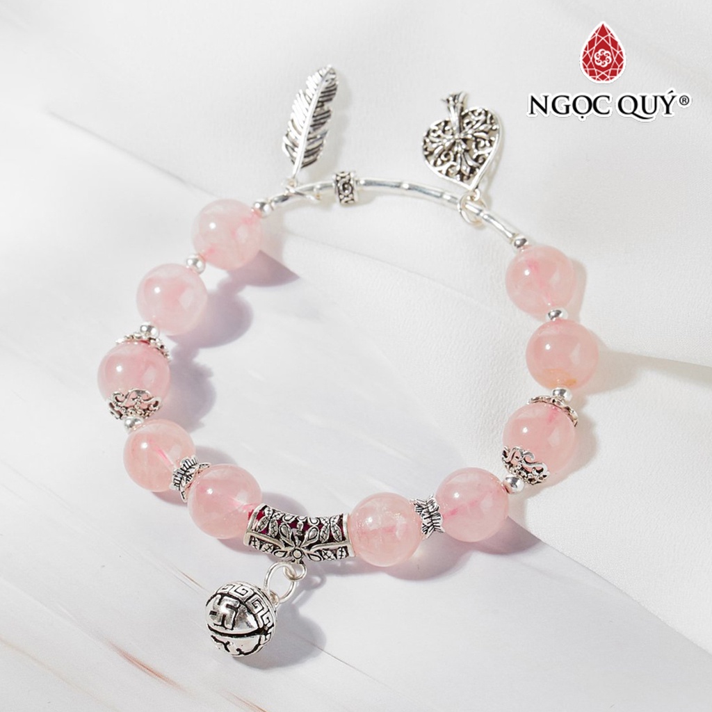 Vòng TA hồng phối charm chuông bạc - Ngọc Quý