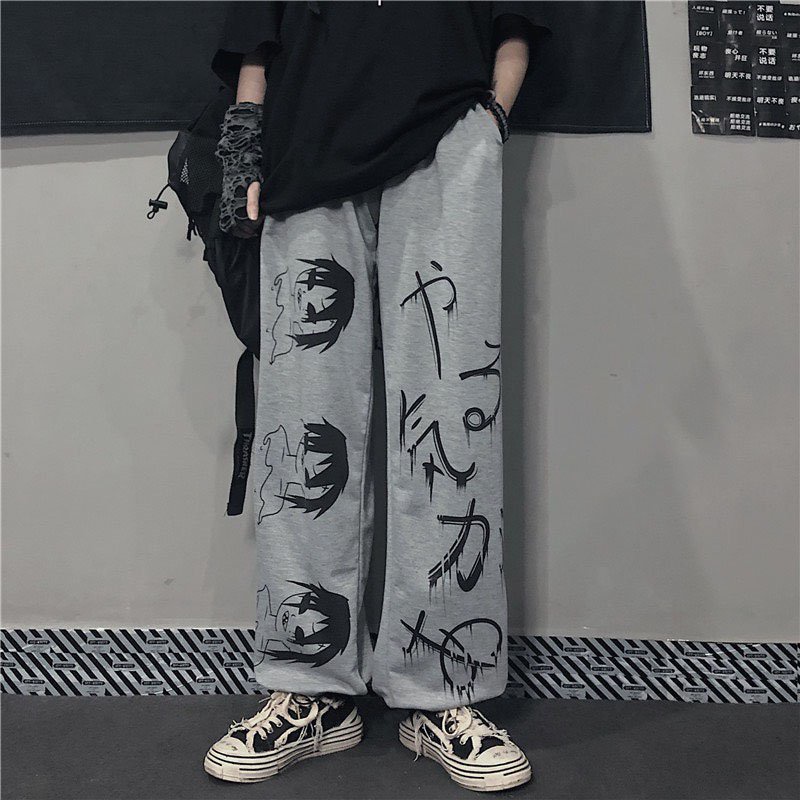 SIÊU CHẤT  Quần nỉ unisex nam nữ form rộng in hoạ tiết hoạt hình, mặt cười thời trang hè(JOGGER ỐNG XUÔNG DÀI 95CM) M01