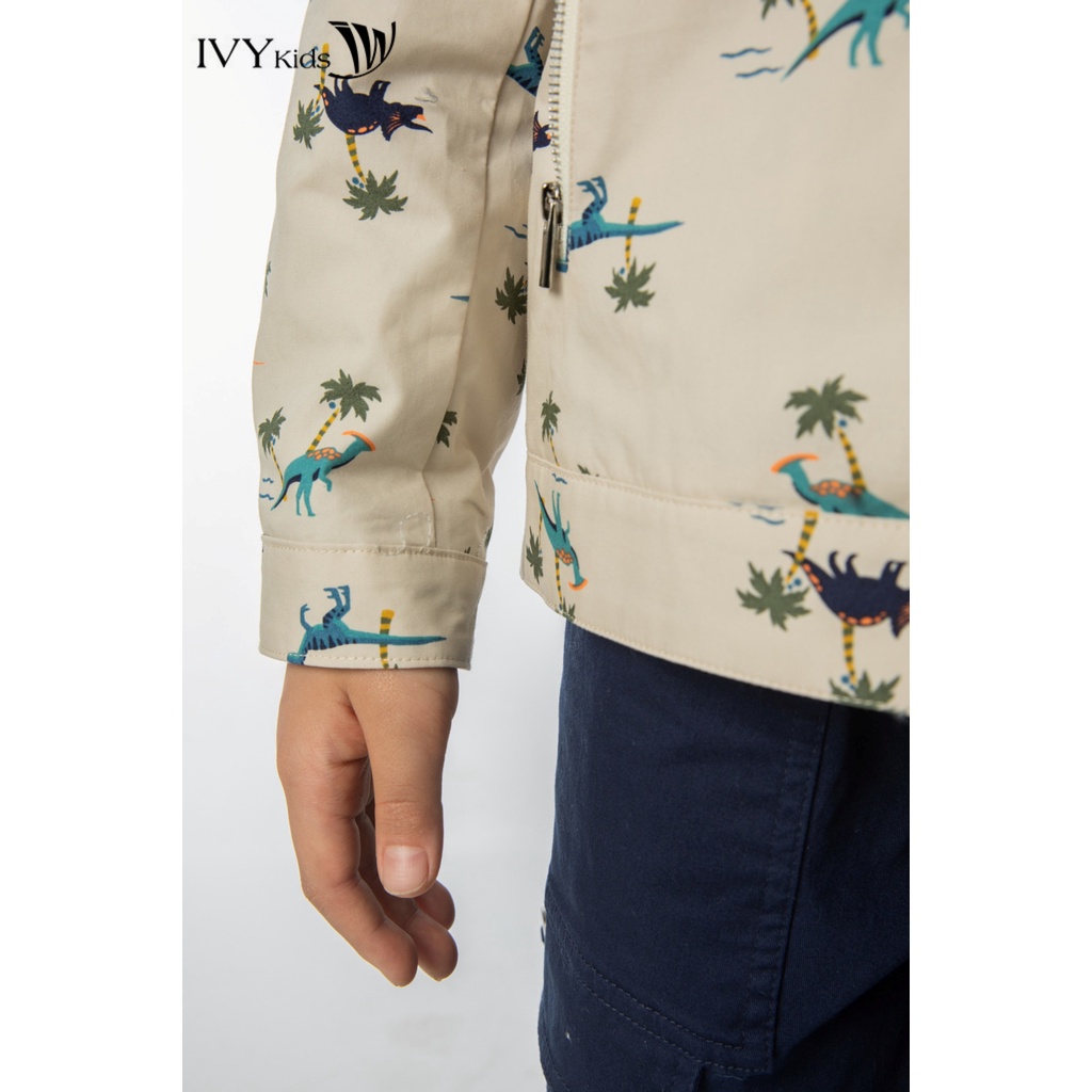 Áo khoác thô bé trai họa tiết động vật IVY moda MS 70K1411