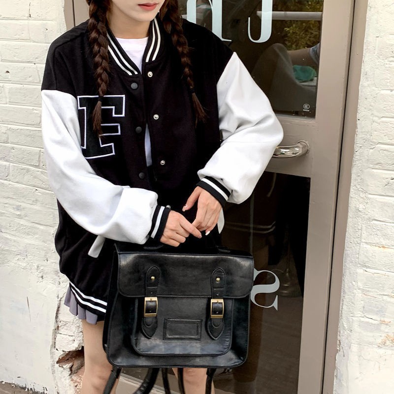 Áo Khoác Nữ Bomber Form Rộng Chất Dù In Logo F Freesize Dưới 57Kg - Áo Khoác Bomber Dáng Dài Phối Tay Áo BB04