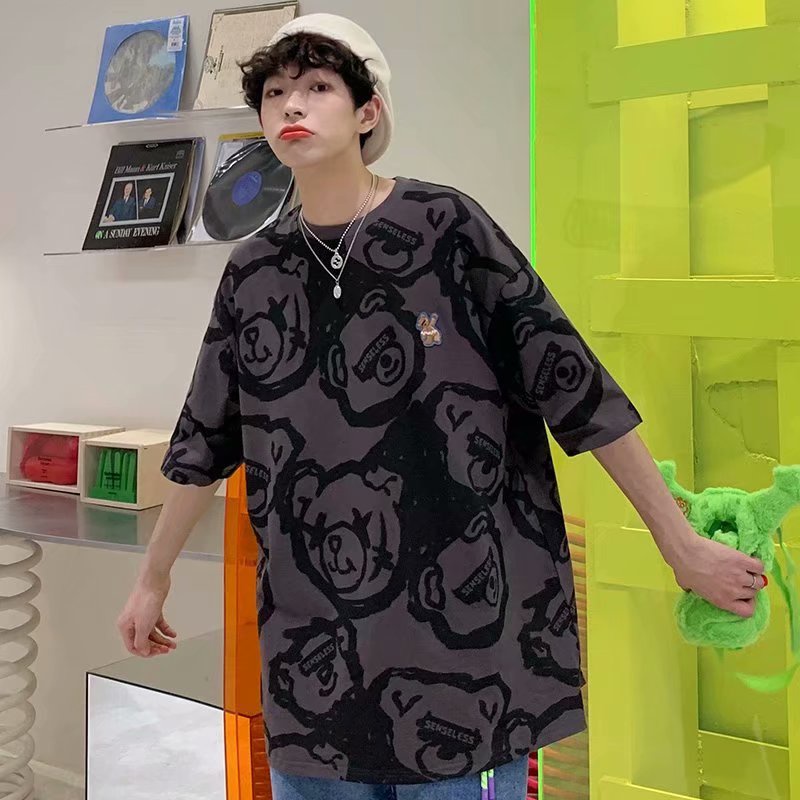 Áo Thun Nam Cổ Tròn Dáng Rộng Tay Lỡ Thời Trang Size M-3XL