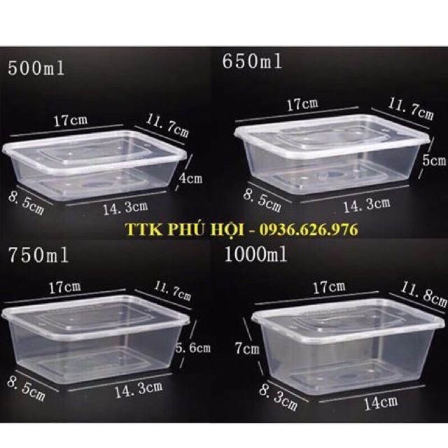 Combo 100 cái hộp hình chữ nhật thiếu 1000ml ( có nắp ) | BigBuy360 - bigbuy360.vn