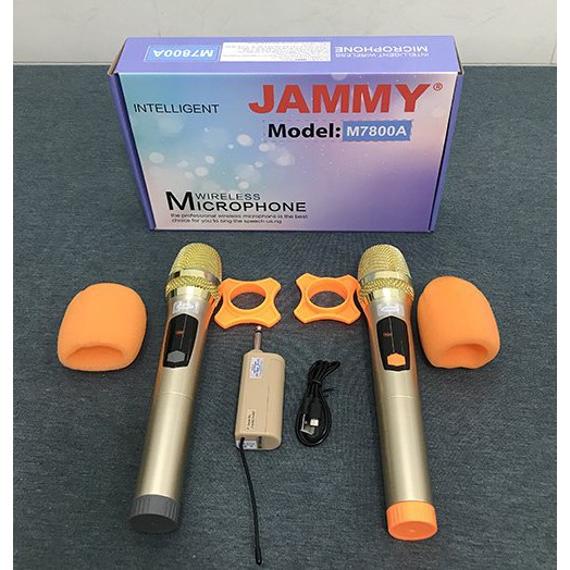 Micro đa năng 2 cây Jammy M7800A, micro không dây dành cho các loại loa kéo, ampli hàng chất lượng