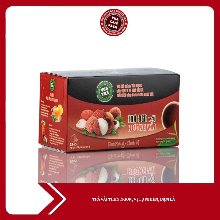 Trà đen túi lọc hương vải thanh khiết NGUYÊN CHẤT TEA truyền thống, đậm vị vùng Cao Nguyên - 50g