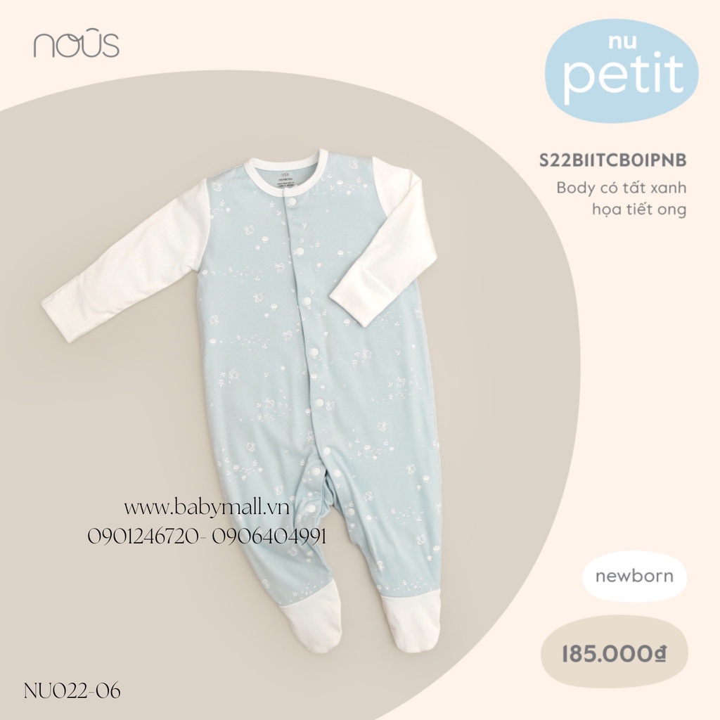 NOUS Body liền cài giữa cho bé size Newborn NU022