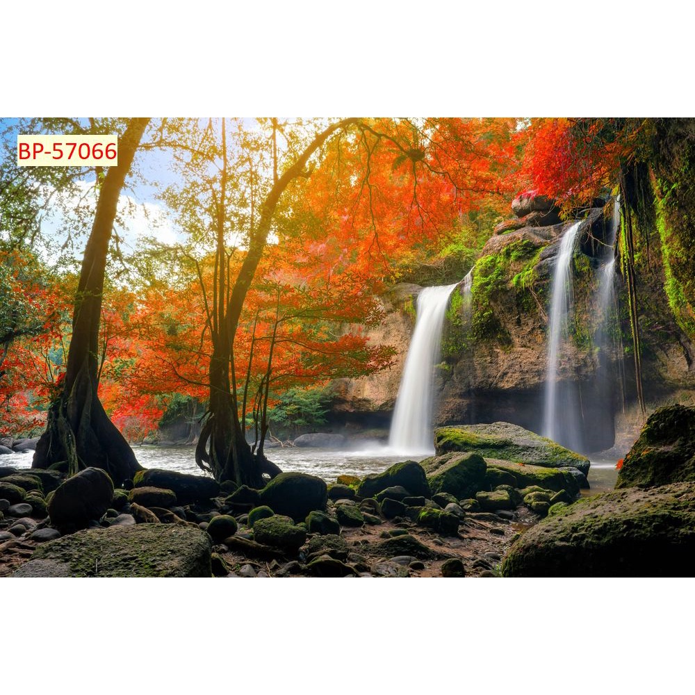 Tranh dán tường phong cảnh thác nước chảy êm đềm