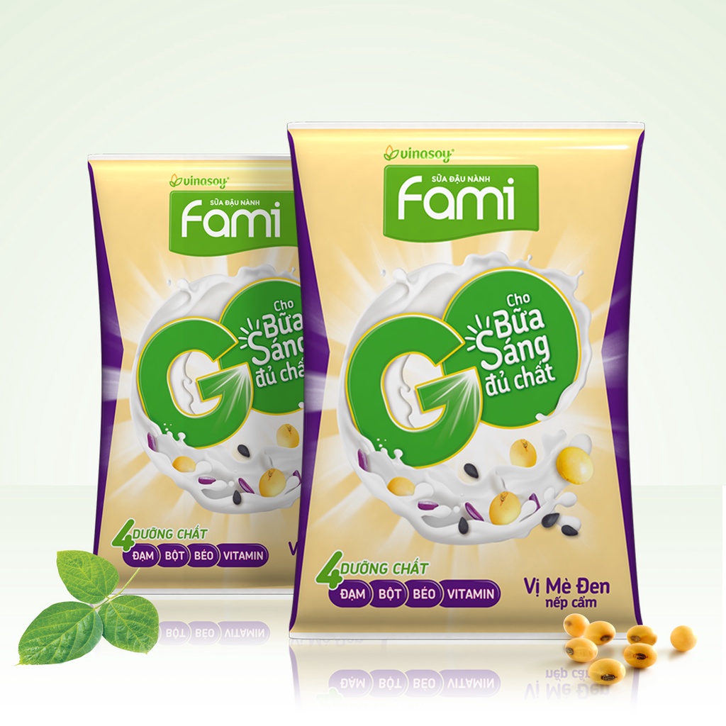 Thùng sữa đậu nành Fami Go Mè đen (40 bịch x 200ml) + Combo 2 lốc Bạc hà và sữa dừa (12 hộp x 200m)