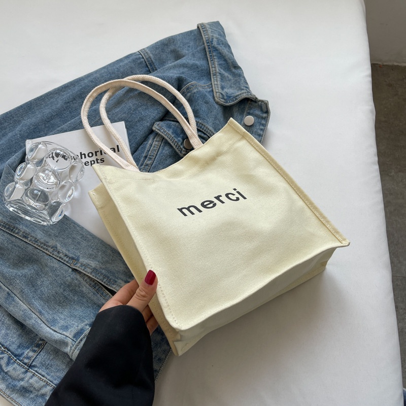 Túi Xách Canvas Cỡ Lớn In Chữ Đơn Giản Thời Trang