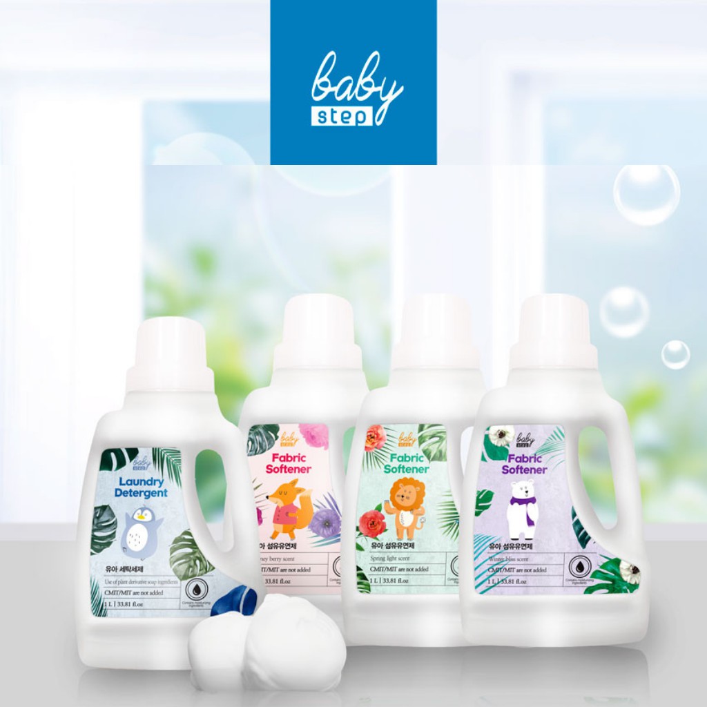 [MUA KÈM DEAL 1K] Nước giặt hữu cơ cho bé an toàn thơm lâu Baby Step 1000ml- Nhập khẩu chính hãng Hàn Quốc