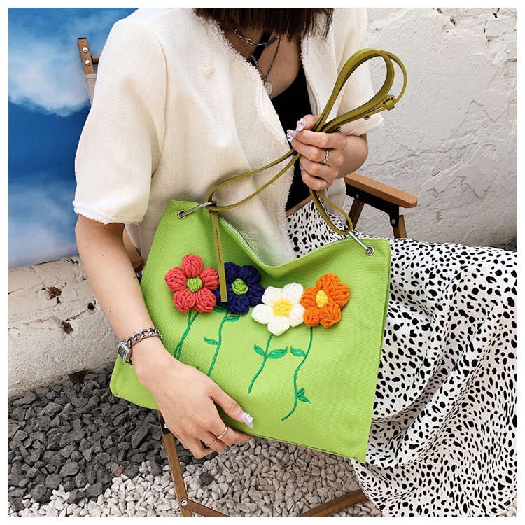 Túi Tote Đeo Vai Bằng Vải Bạt Sức Chứa Lớn 2022 Mới Mùa Hè Cho Nữ Sinh