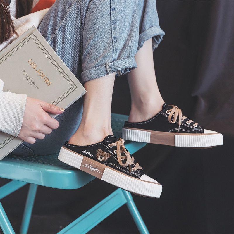 Giày lười canvas chống trượt thời trang mùa hè kiểu Hàn Quốc cho nữ 2021
