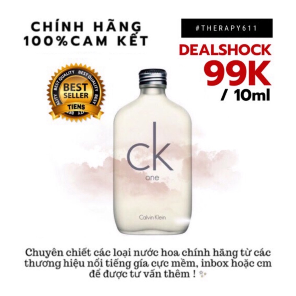 [𝗦𝗔𝗟𝗘]..::✨Nước hoa mẫu thử Calvin Klein CK One hương cam chanh thơm ngát 5ml/10ml/20ml✨::.. | Thế Giới Skin Care