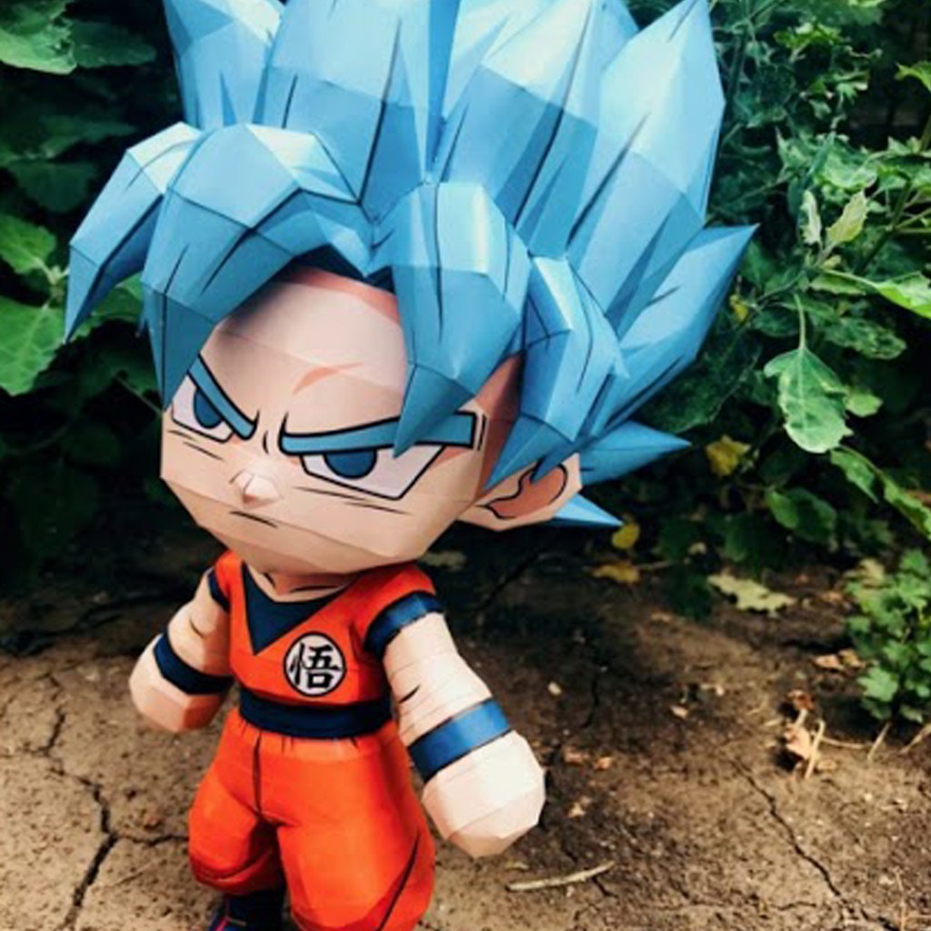 Mô hình giấy Anime Game Dragon Ball Chibi Goku SSJ Blue