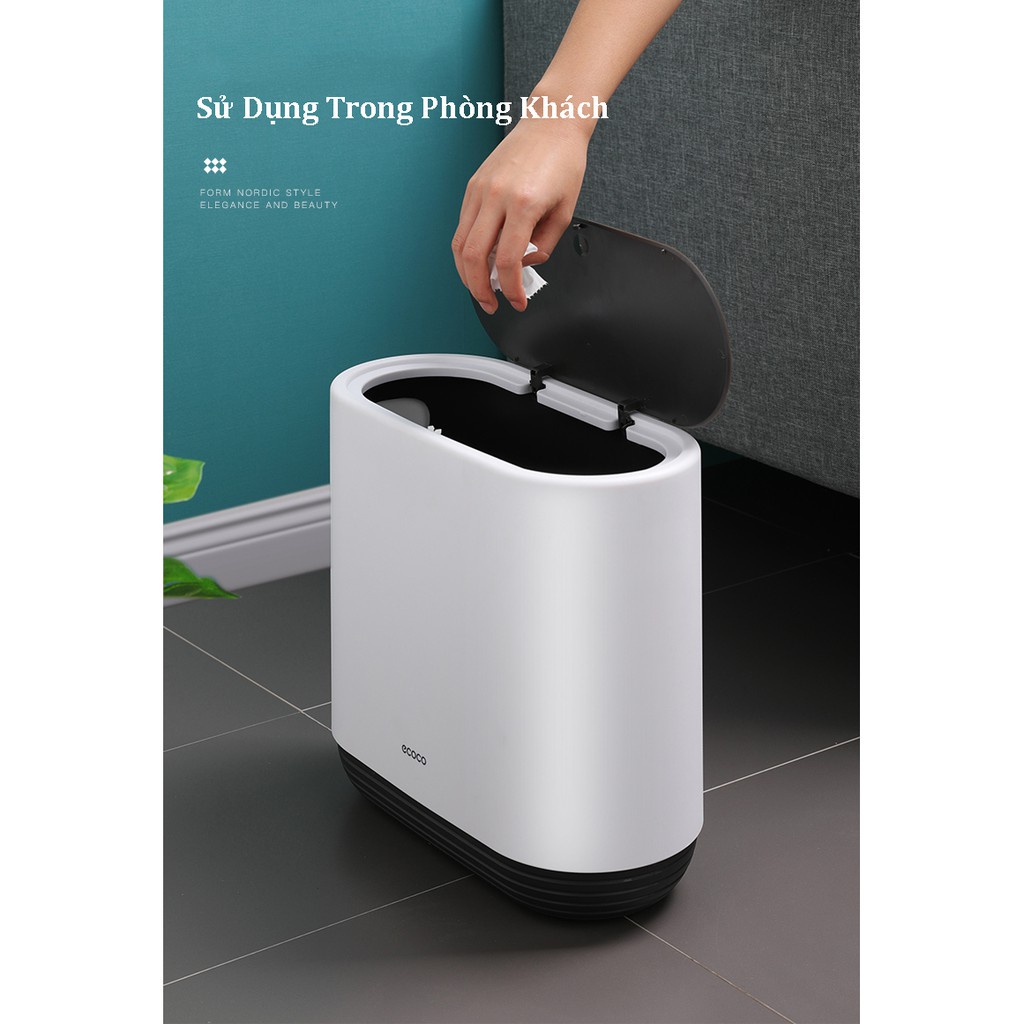 thùng đựng rác thông minh ecoco, thùng rác kháng khuẩn 10l e1906