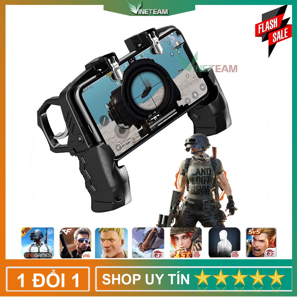 Tay cầm chơi game k21 - kèm nút bấm cho game PUBG, ROS, Free Fire..gắn điện thoại tiện lợi -dc3962