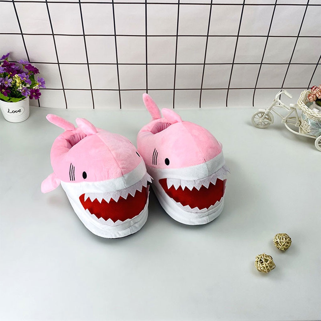 Dép Bông Đi Trong Nhà Hình Cá Mập Giữ Ấm Vui Nhộn Cho Cặp Đôi