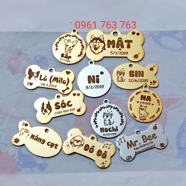 Bảng tên chó mèo khắc nội dung theo yêu cầu