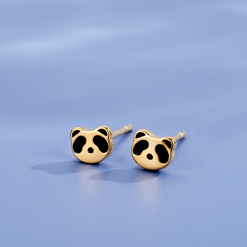 Bông Tai Gấu Trúc Cute Gold Panda Earrings Stud Lovely Fashion Women Girl Animal Earring Birthday Gift Jewelry