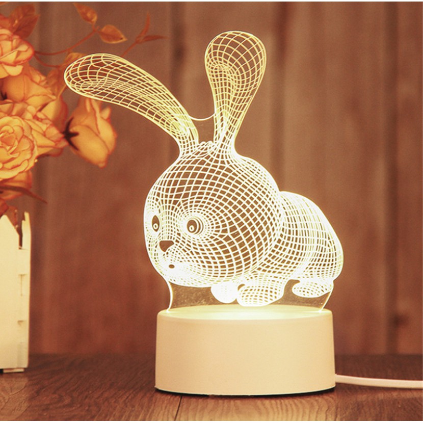 Đèn trang trí phòng Cute Bunny siêu dễ thương - Đèn ngủ led đổi 3 màu tiện lợi - Quà tặng sinh nhật đẹp ý nghĩa