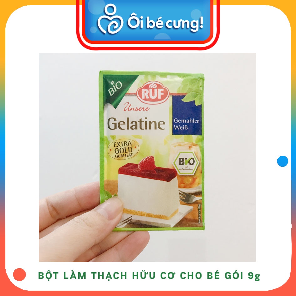 Bột Gelatin Hữu Cơ Làm Thạch Rau Câu, Kẹo Dẻo Cho Bé ăn dặm Xuất xứ Đức, gói 9g ÔI BÉ CƯNG PK.39