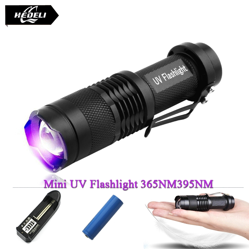 Đèn pin chiếu tia UV 365/395nm kích thước nhỏ gọn tiện lợi