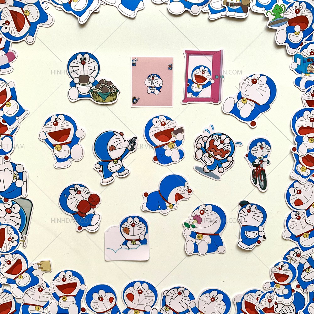 100 Sticker DORAEMON dán chống nước, dán nón bảo hiểm, dán va li, dán tường