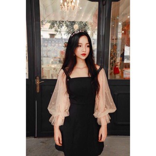 Đầm tiểu thư tay lưới xinh xắn