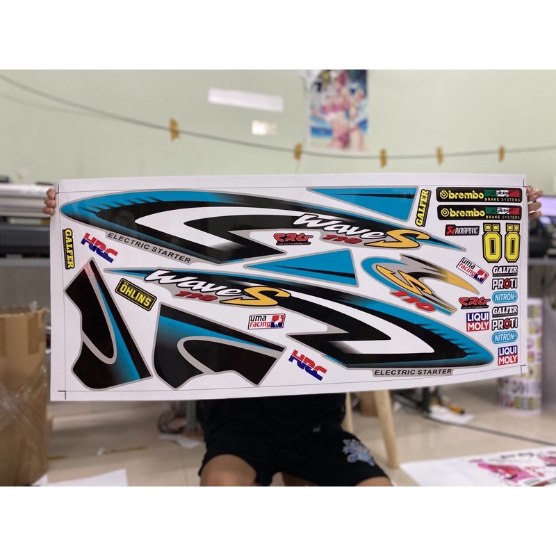 Tem xe Wave S110 đời đầu dán xe bạc