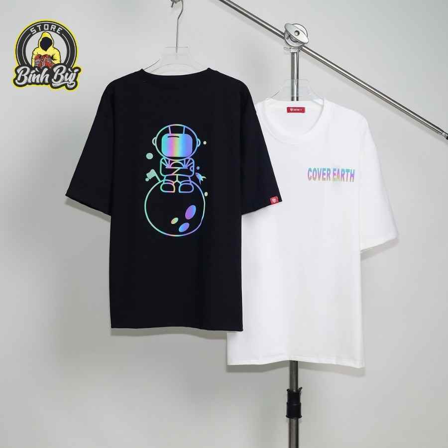 Áo Phông Tay Lỡ Font Phản Quang Unisex Basic Tee Form Rộng Nam Nữ BINHBUISTORE