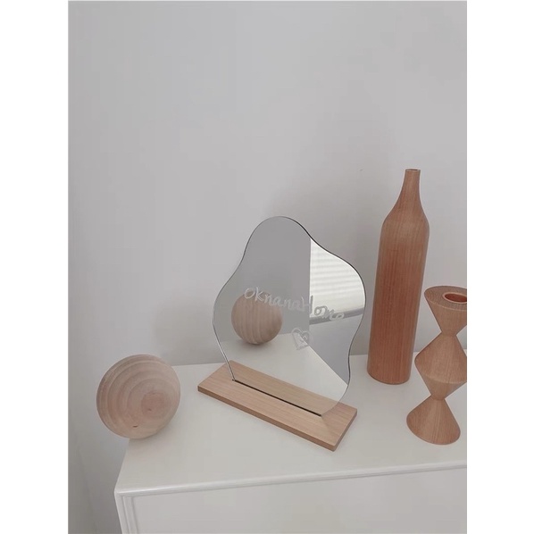 Gương để bàn, gương đám mây có đế gỗ