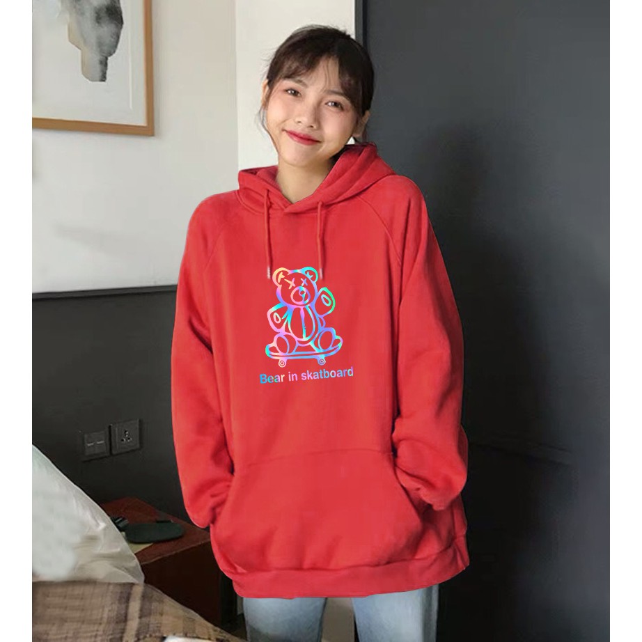 Áo khoác nỉ hoodie phản quang gấu trượt ván KN27 -shopphuc