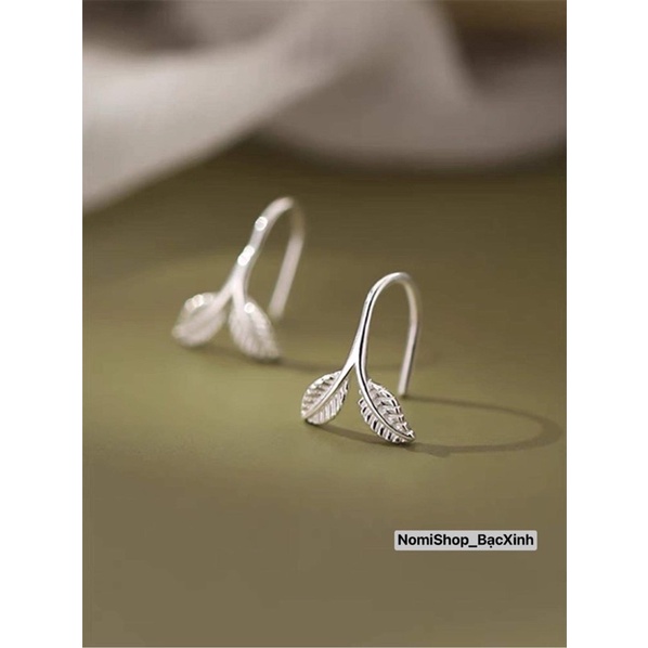 Bông tai bạc hình tựa đuôi cá, nhẹ nhàng tinh tế mới lạ Mainomi Shop Bạc Xinh