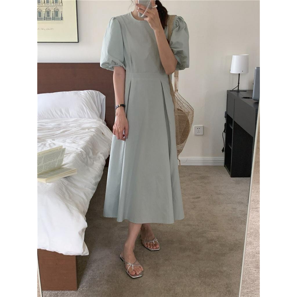 Đầm Tay Ngắn Dáng Ôm Màu Trơn Thời Trang 64111