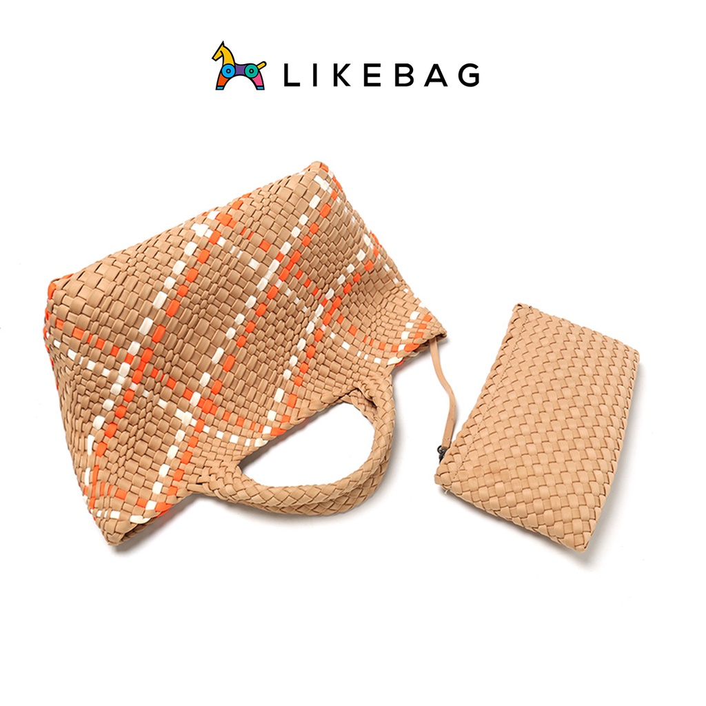 Túi xách đeo vai nữ kèm ví mini LIKEBAG đan tay họa tiết caro thời trang 201006 - LIBAGI