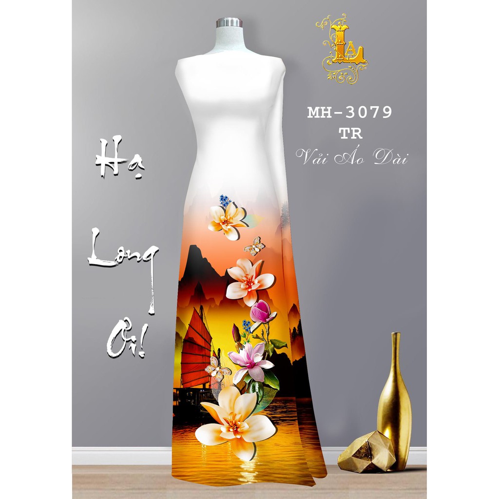 Vải áo dài in 3D họa tiết phong cảnh, chất mềm, hình thật [HOT]
