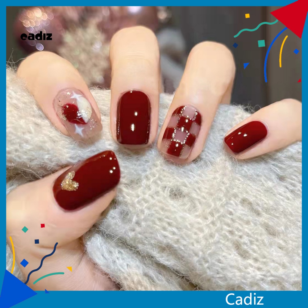 1 Bộ Móng Tay Giả Hình Trái Tim DIY