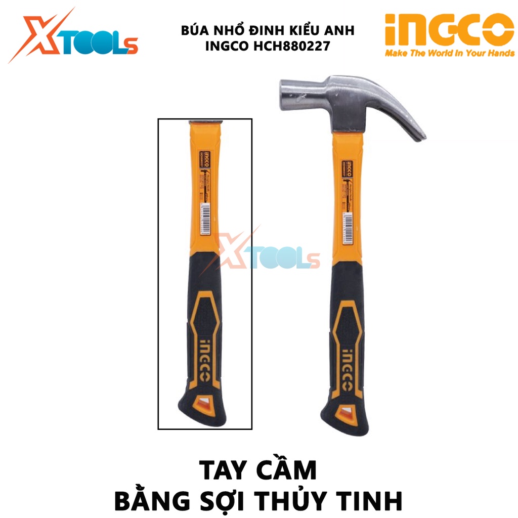 Búa cầm tay ingco HCH880227 | búa nhổ đinh kiểu anh