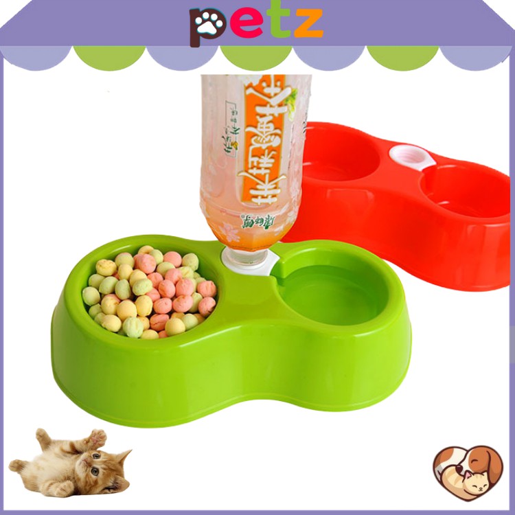 Bát nhựa đôi đựng thức ăn cho chó mèo PETZ chén nhựa đôi cho thú cưng
