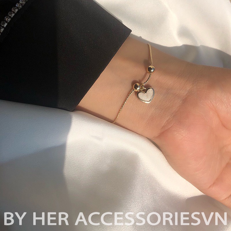 Vòng tay tình bạn lắc tay nữ đẹp dây rút trái tim xinh xắn Her Accessories T13